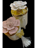Bomboniera porta candela profumata grande con fiore rosa harmony in offerta